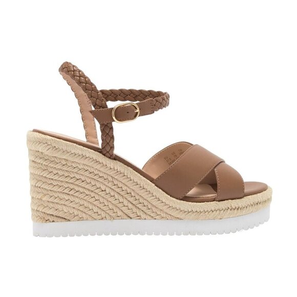 Stuart Weitzman Mykonos Espadrille Braided Leather Wedge Sandal Brown Womens  10 - Picture 14 of 14